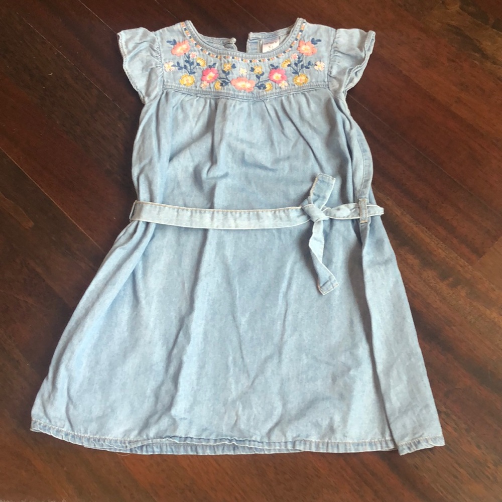 Girls Denim Dress with Embroidery